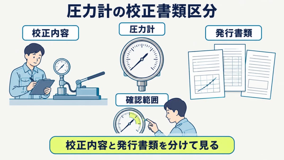 圧力計の校正内容と発行書類を分けて見積比較する