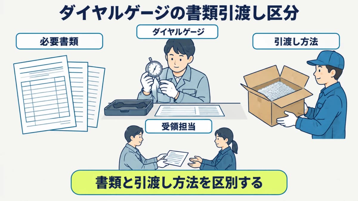 ダイヤルゲージの書類と引渡し方法を別欄で確認する