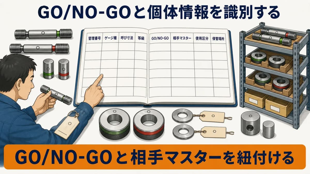 限界ゲージの種類呼び寸法GO-NO-GO相手マスターを整理する台帳見本