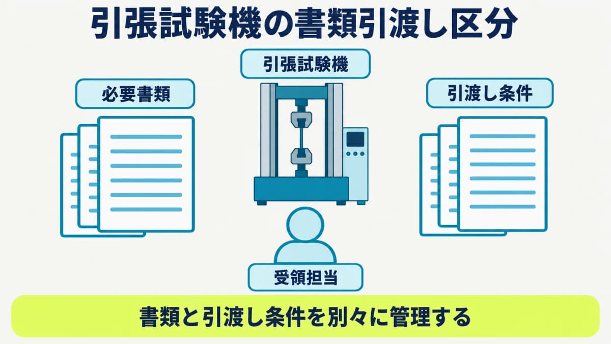 引張試験機の引渡し方法と現場条件を別欄で確認する
