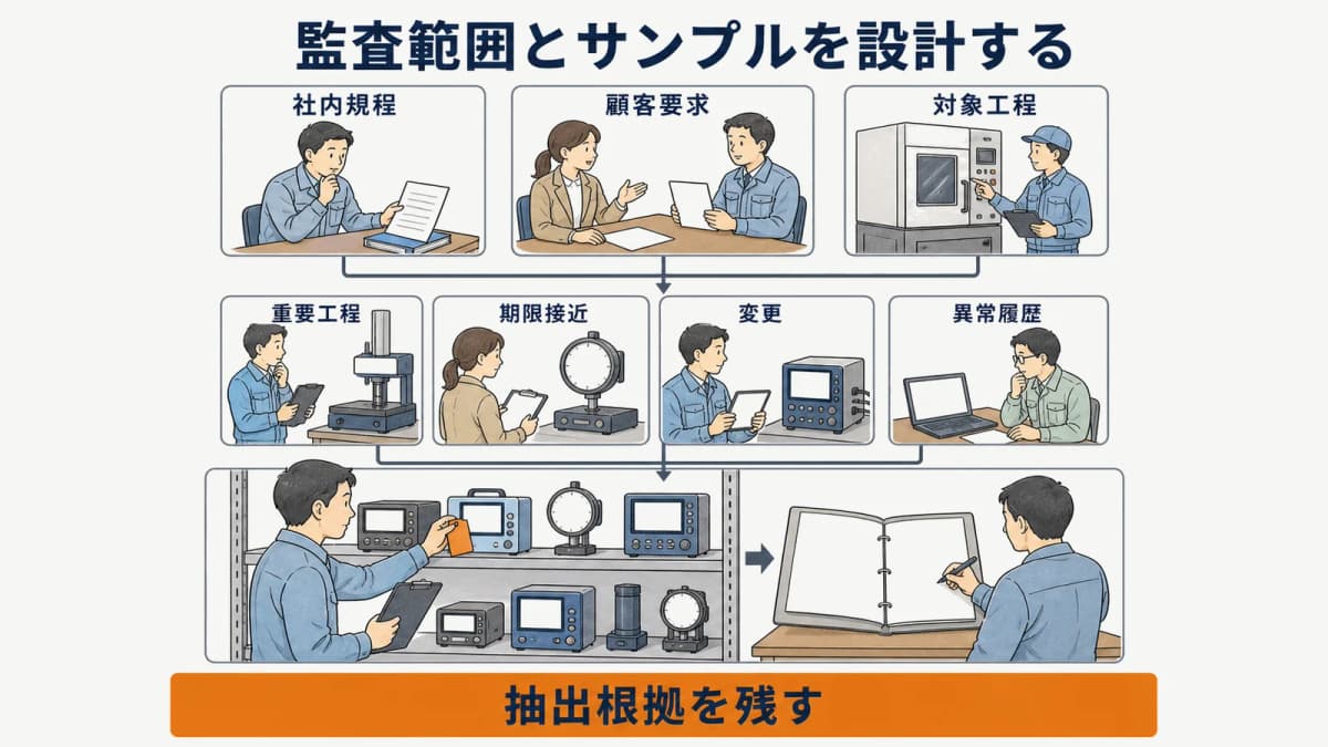 計測器の重要度や期限や異常履歴からサンプルを選ぶフロー