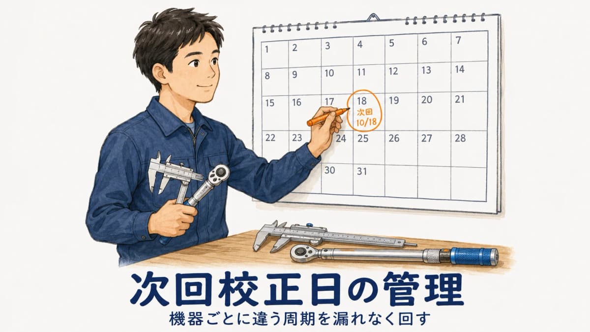 次回校正日の管理|機器ごとに違う周期を漏れなく回す方法【2026年版】