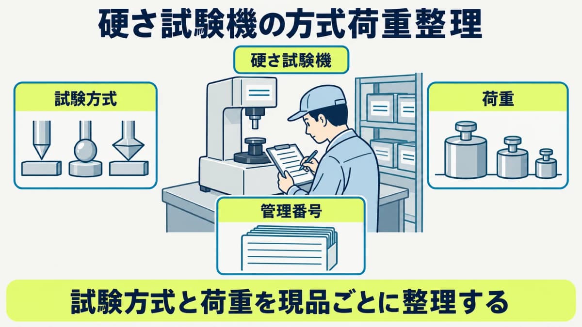 硬さ試験機の試験方式と荷重を現品情報として確認する