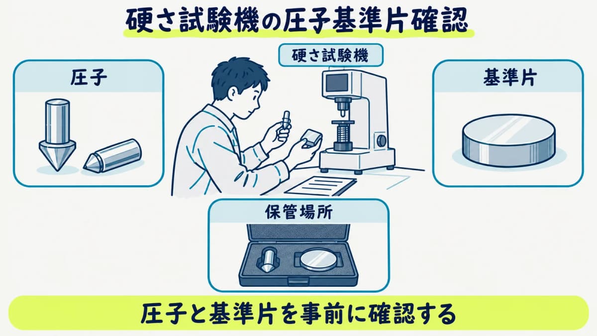 硬さ試験機の圧子と基準片を依頼前一覧で整理する