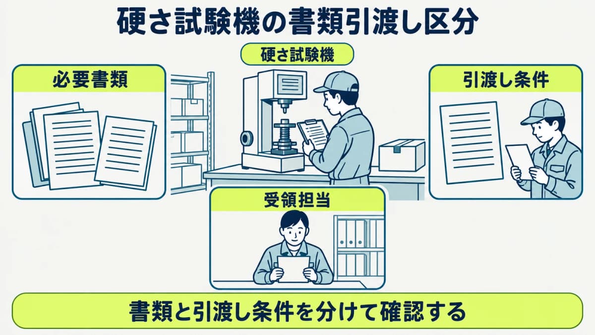 硬さ試験機の引渡し方法と現場条件を別欄で確認する