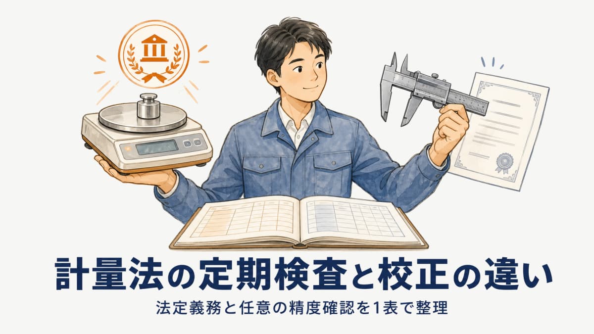 計量法の定期検査と校正の違い|特定計量器の法定管理を1表で整理【2026年版】