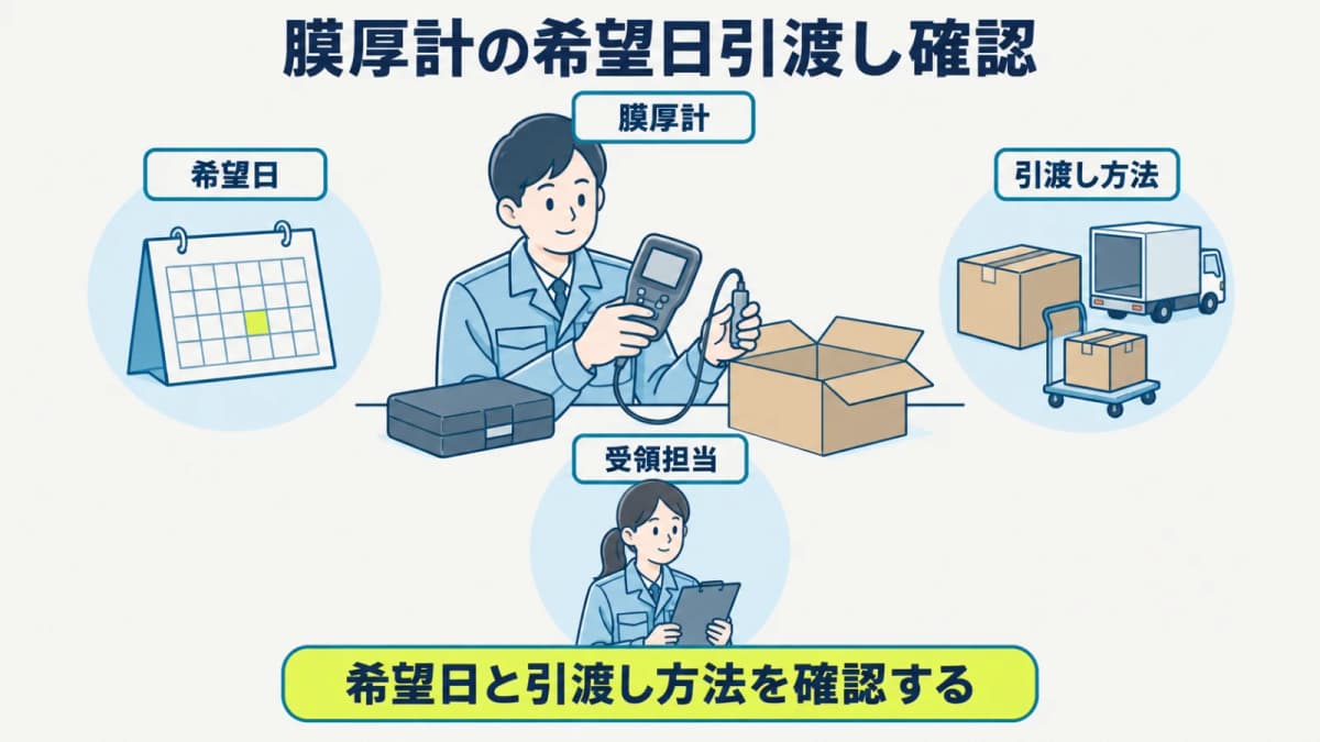膜厚計の希望日と引渡し方法を確認する