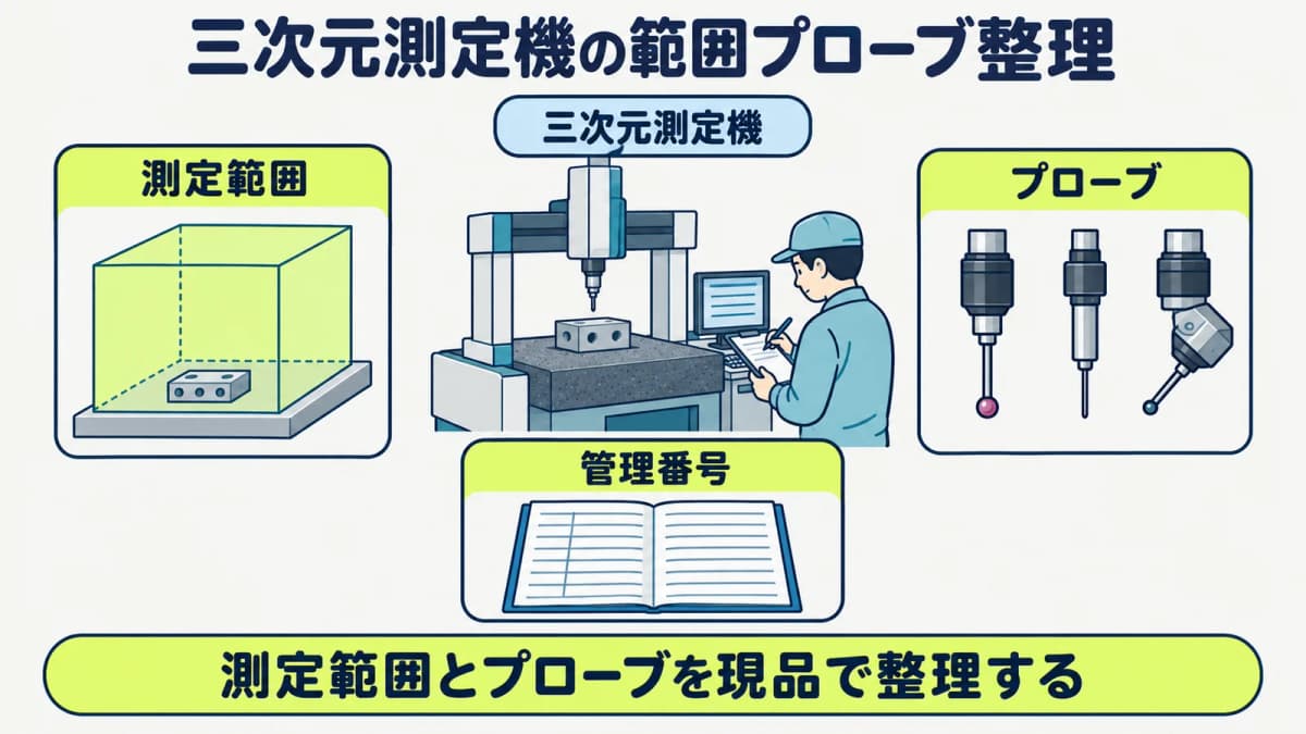 三次元測定機の測定範囲とプローブを現品情報として確認する