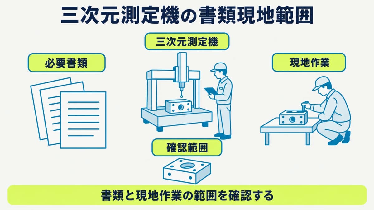 三次元測定機の引渡し方法と現場条件を別欄で確認する