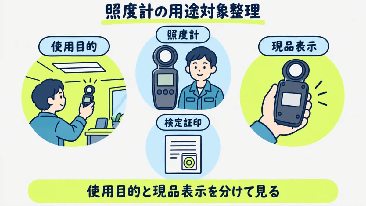 照度計の使用目的と検定証印を別欄で確認する