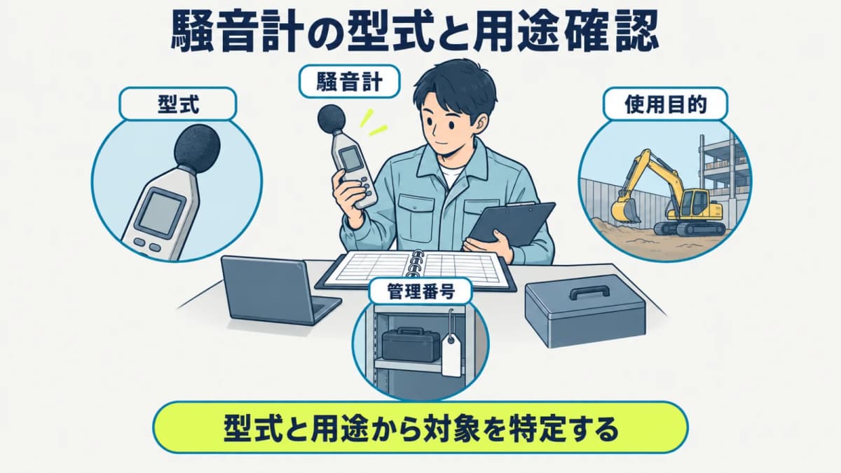 騒音計の型式と使用目的を依頼表で対応付ける