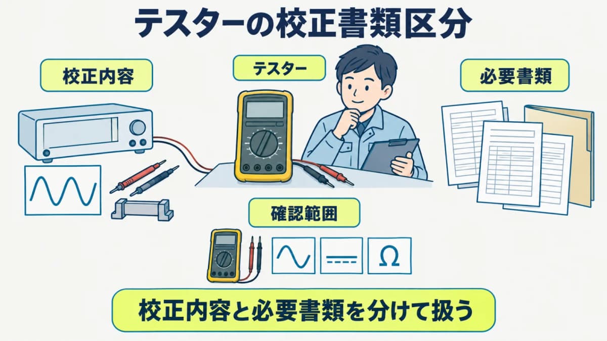 テスターの校正内容と必要書類を分けて見積比較する